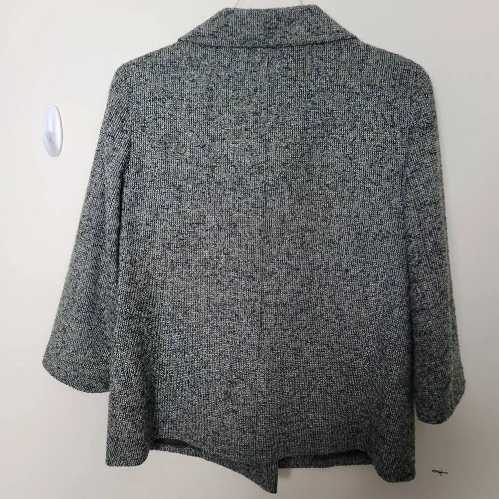 Talbots Double Breasted Wool Blend Lined Green Black Career Jacket Blazer 12